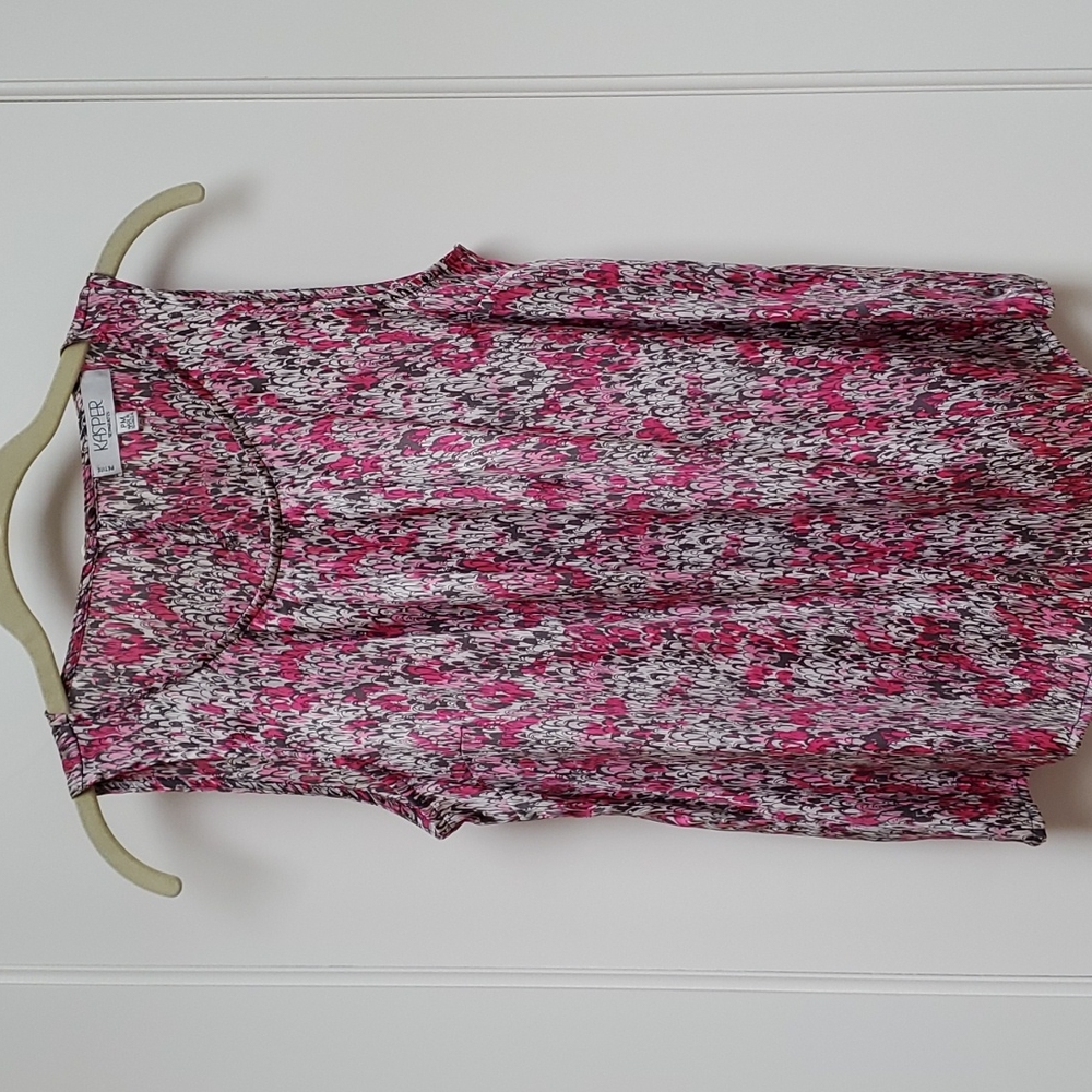 KASPER Pink/Gray Print Sleeveless Blouse